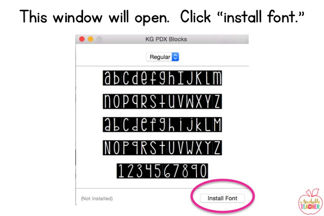 the window will open. Click install font.