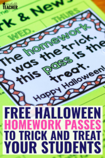 free halloween homework passes