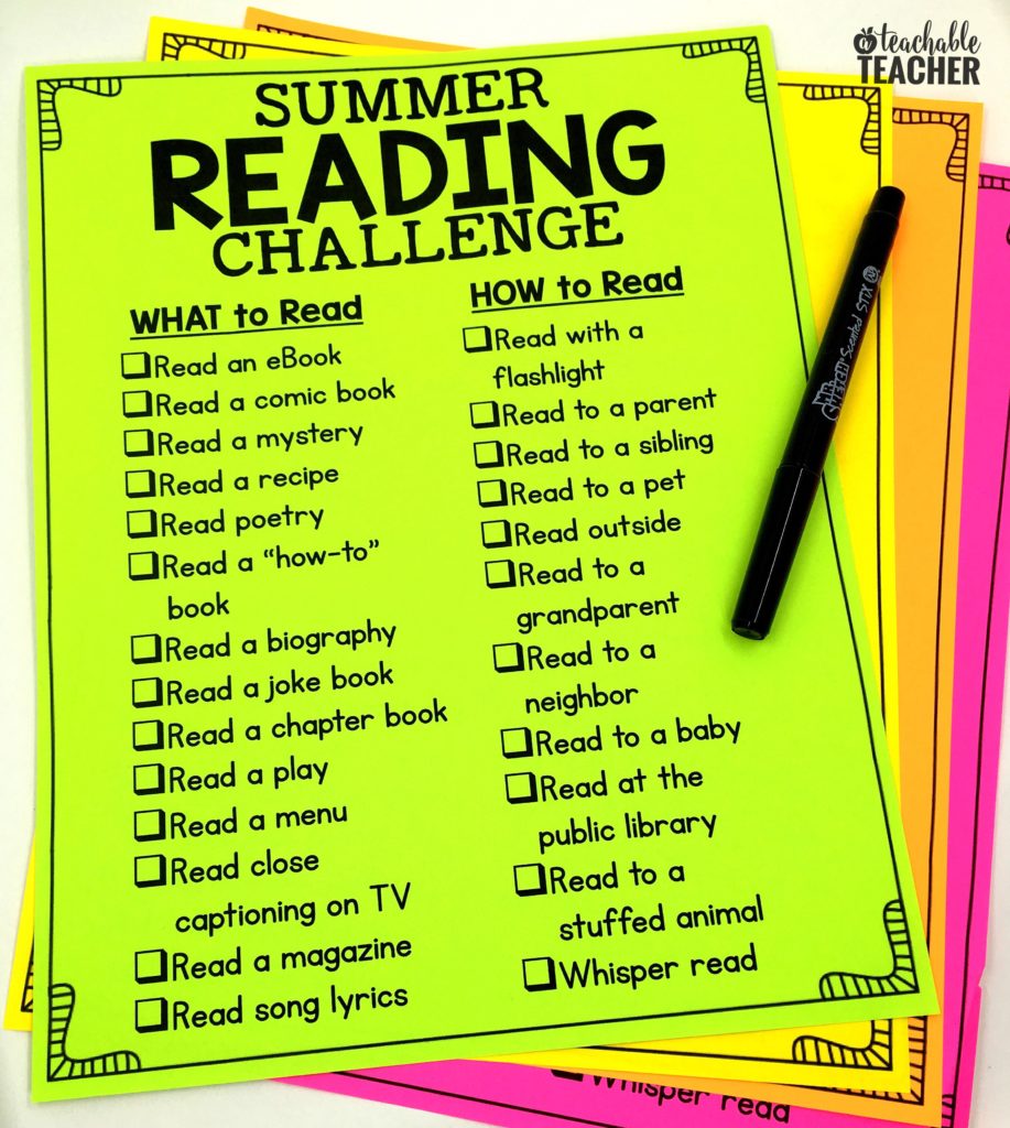 Summer Reading Challenge printable