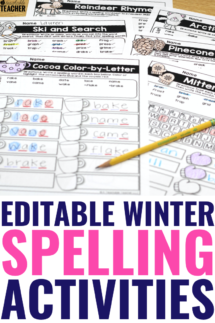 winter editable spelling pages