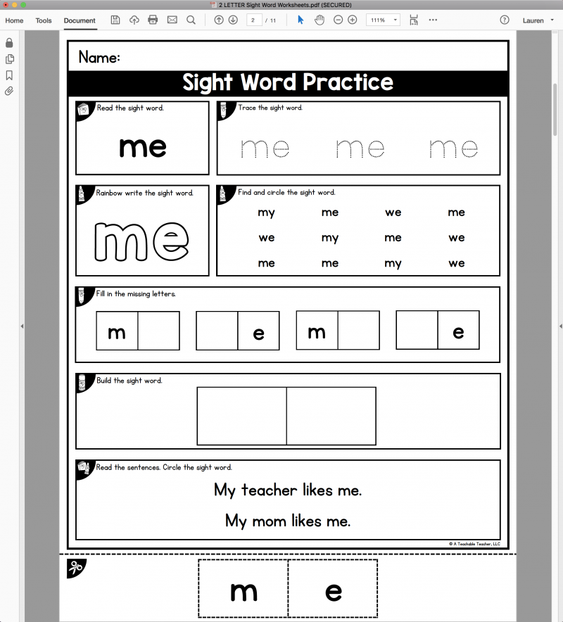 practice sight words