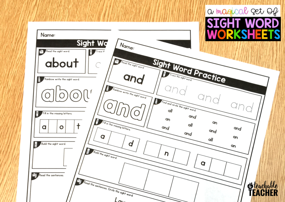 Editable Sight Word Worksheets A Teachable Teacher