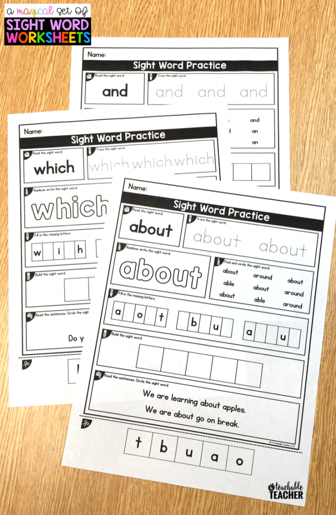magical set of sight word worksheets