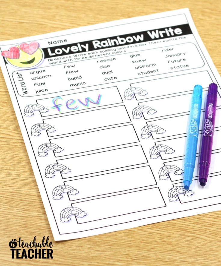 lovely rainbow write
