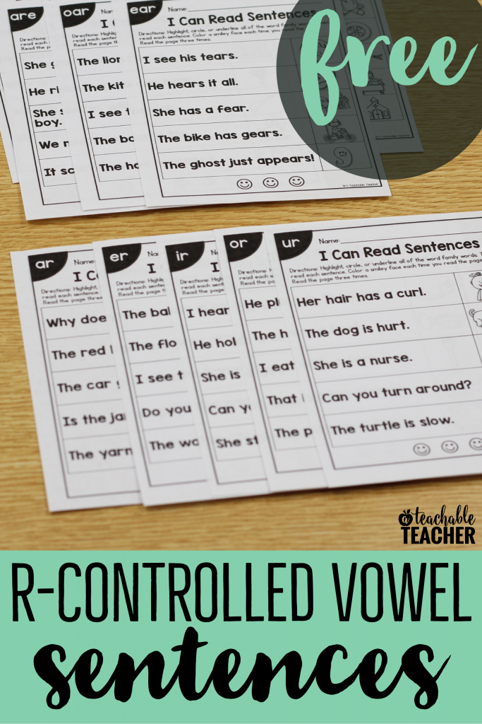 free r controlled vowel sentences