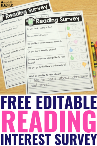 Free Reading Interest Survey for Elementary Students