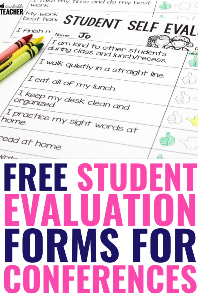 free student self evaluation forms