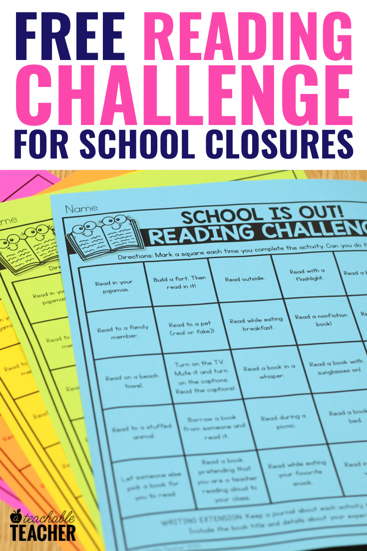 Free Reading Challenge for Kids at Home A Teachable Teacher