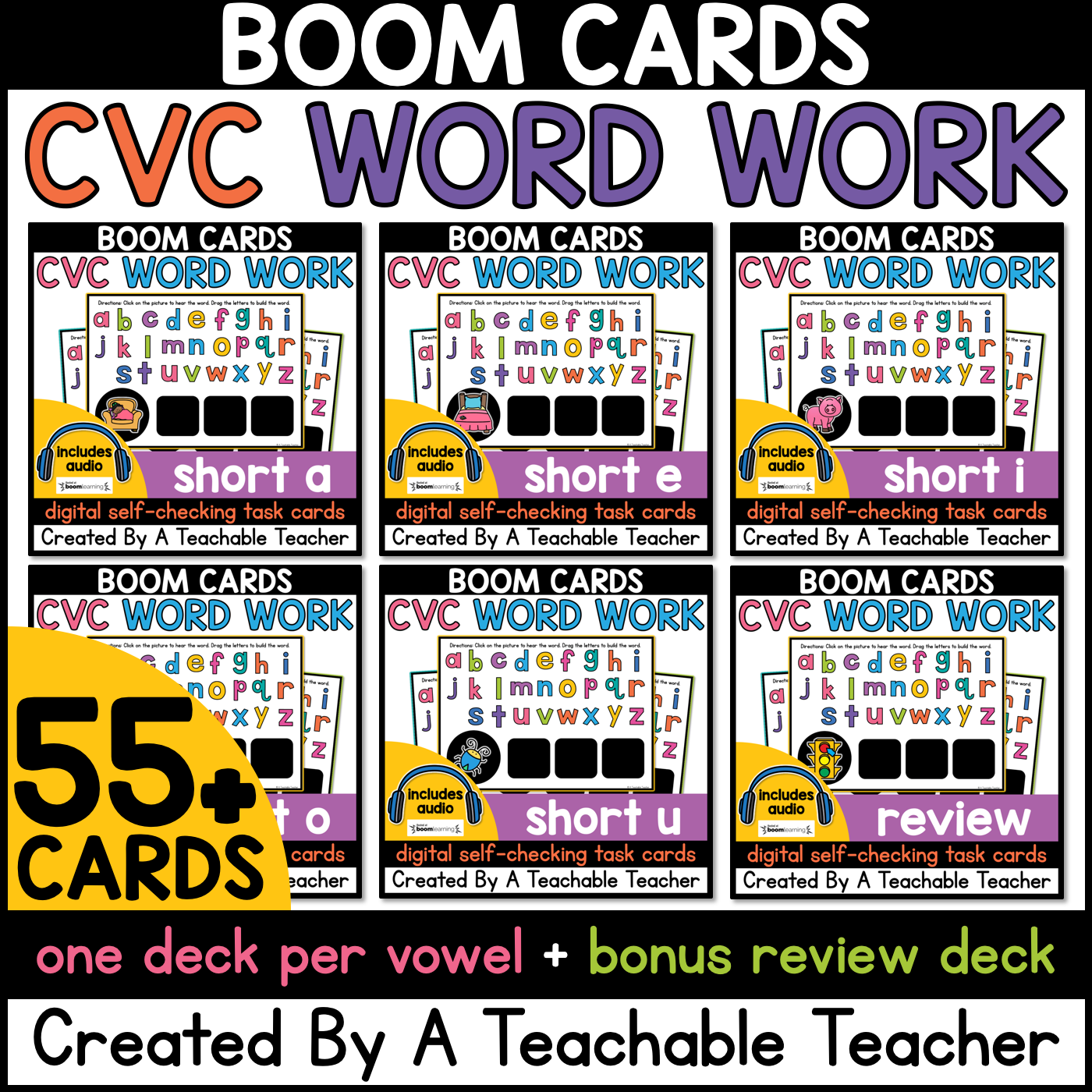 cvc word work boom cards
