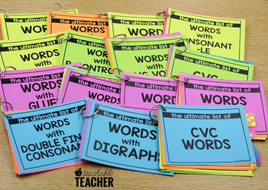 Phonics Word Lists for teachers