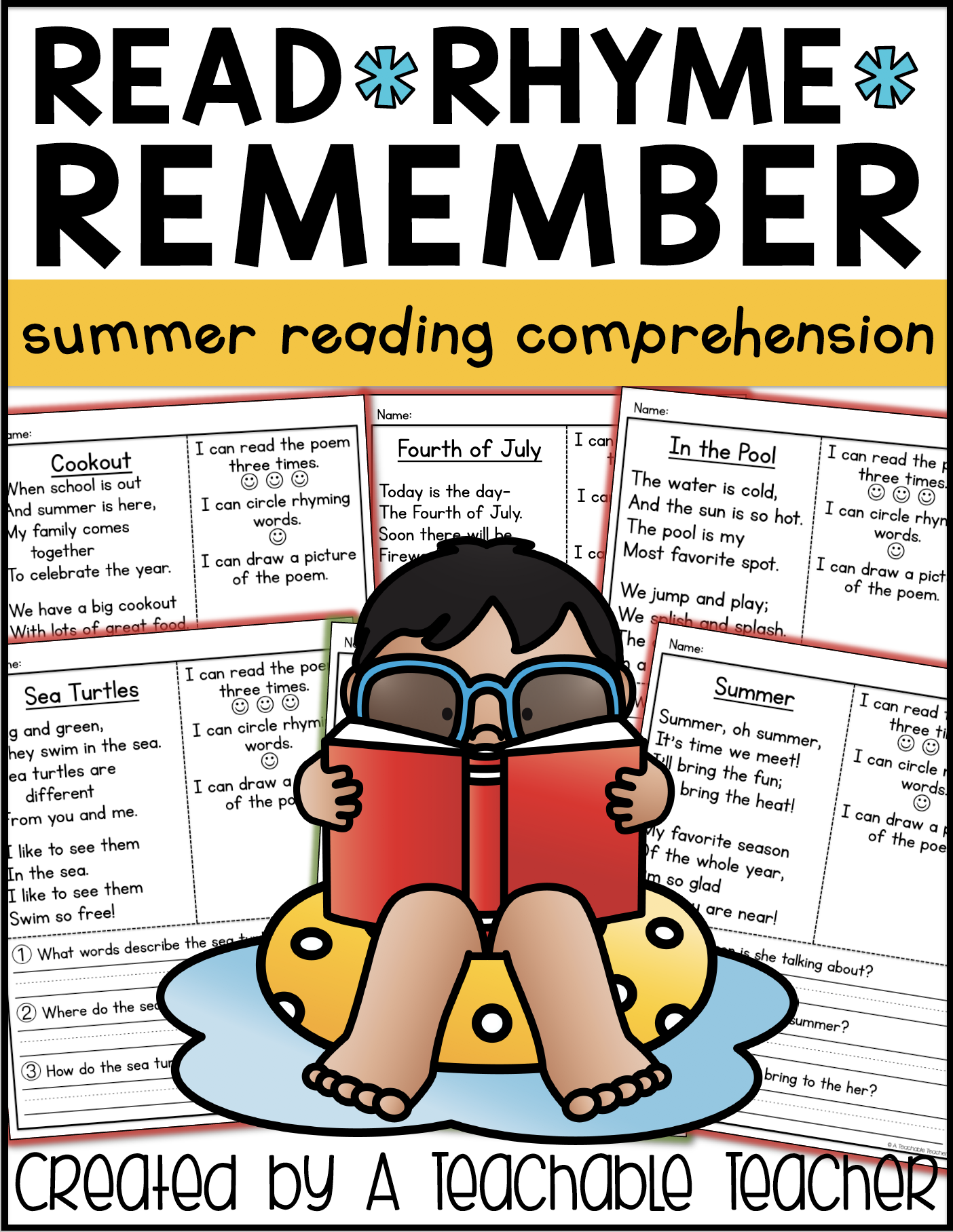 Read Rhyme Remember - Summer Reading Comprehension - A Teachable Teacher