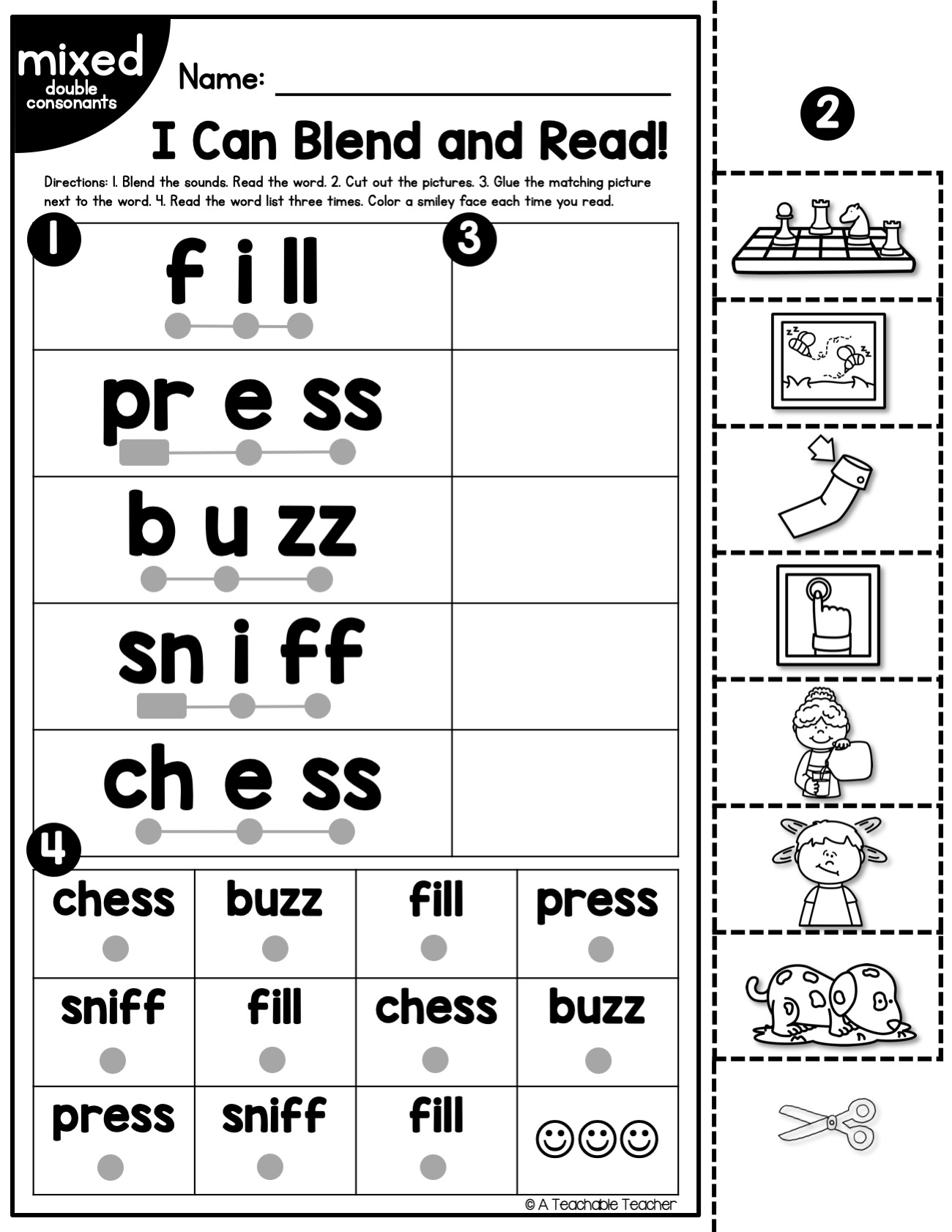 Double Final Consonants Worksheets by A Teachable Teacher