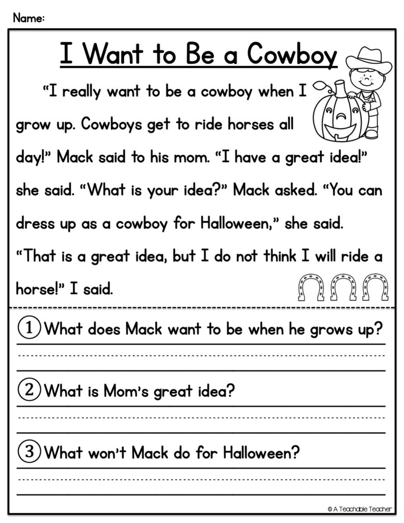 Halloween Reading Comprehension - A Teachable Teacher