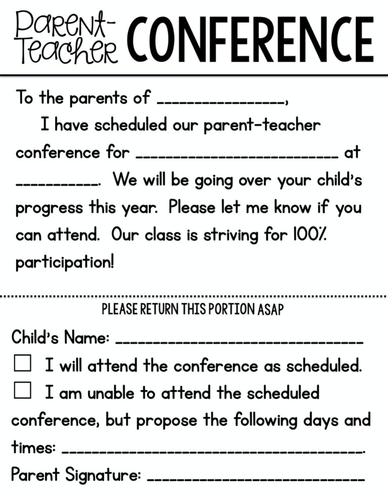 Parent Teacher Conference Letter Template