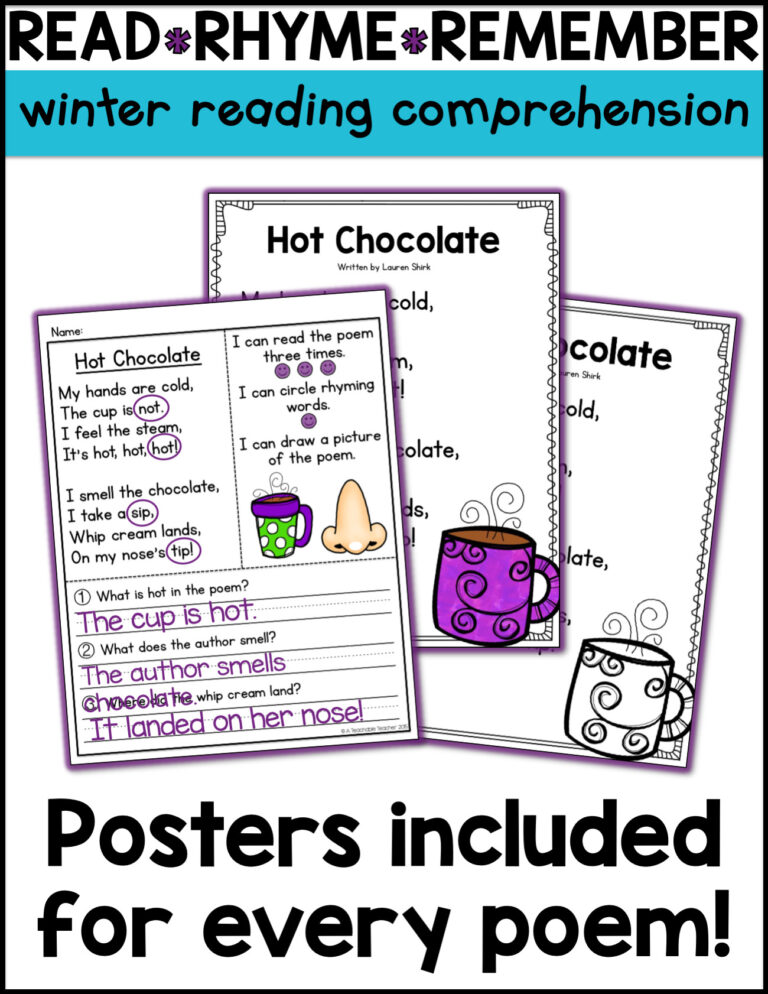 Read Rhyme Remember - Winter Reading Comprehension - A Teachable Teacher