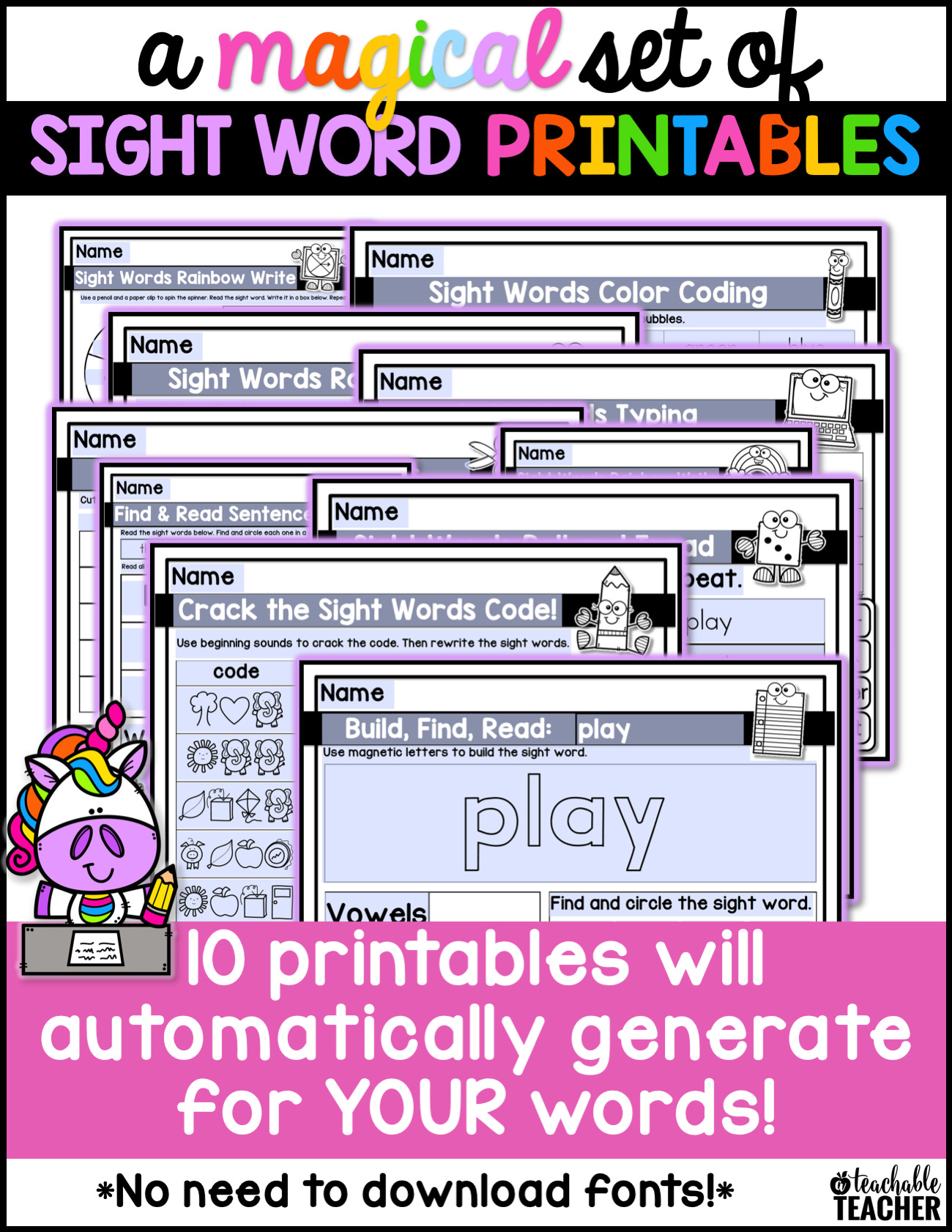 A Magical Set of Sight Word Printables - A Teachable Teacher
