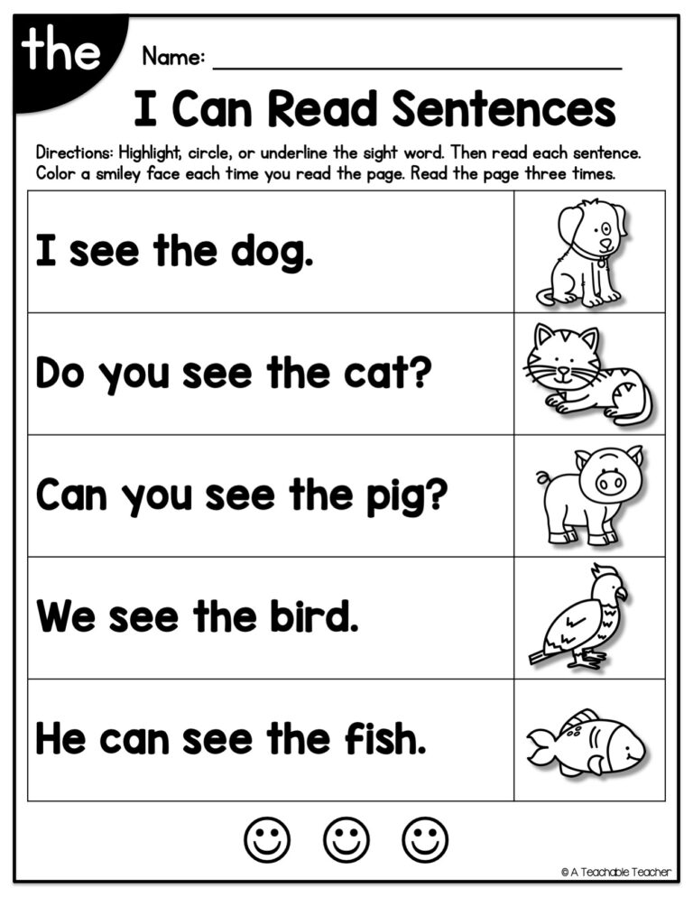 I Can Read Sight Word Sentences A Teachable Teacher