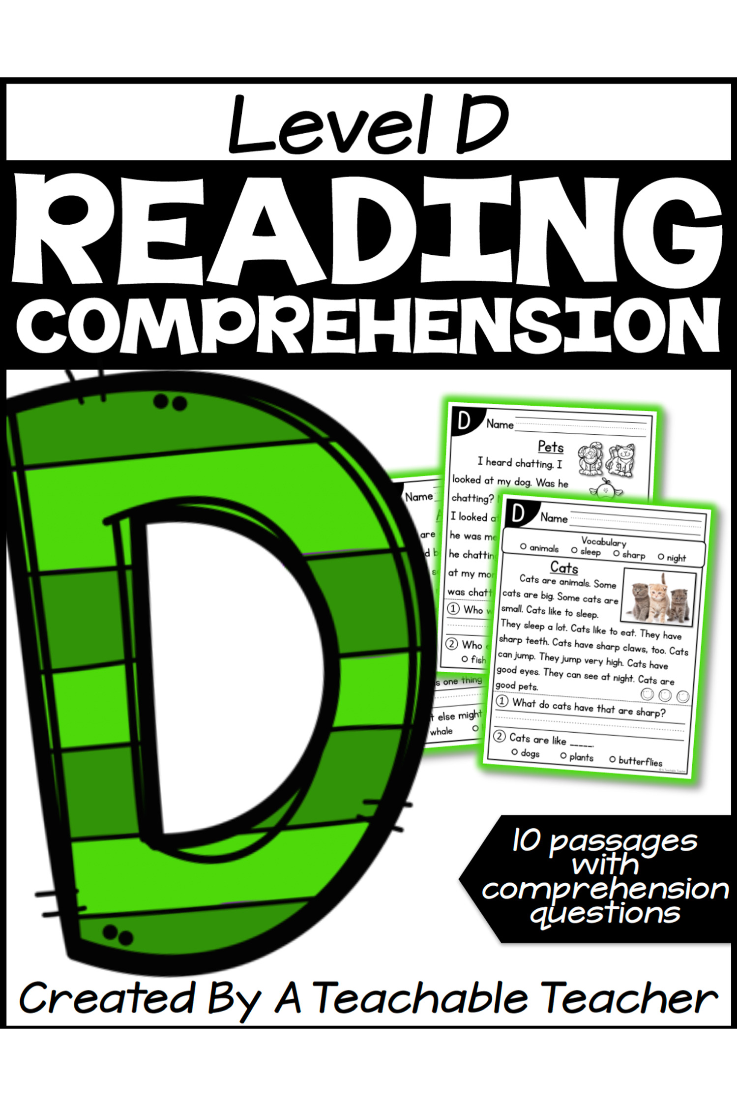 Level D Reading Comprehension Passages And Questions A Teachable Teacher