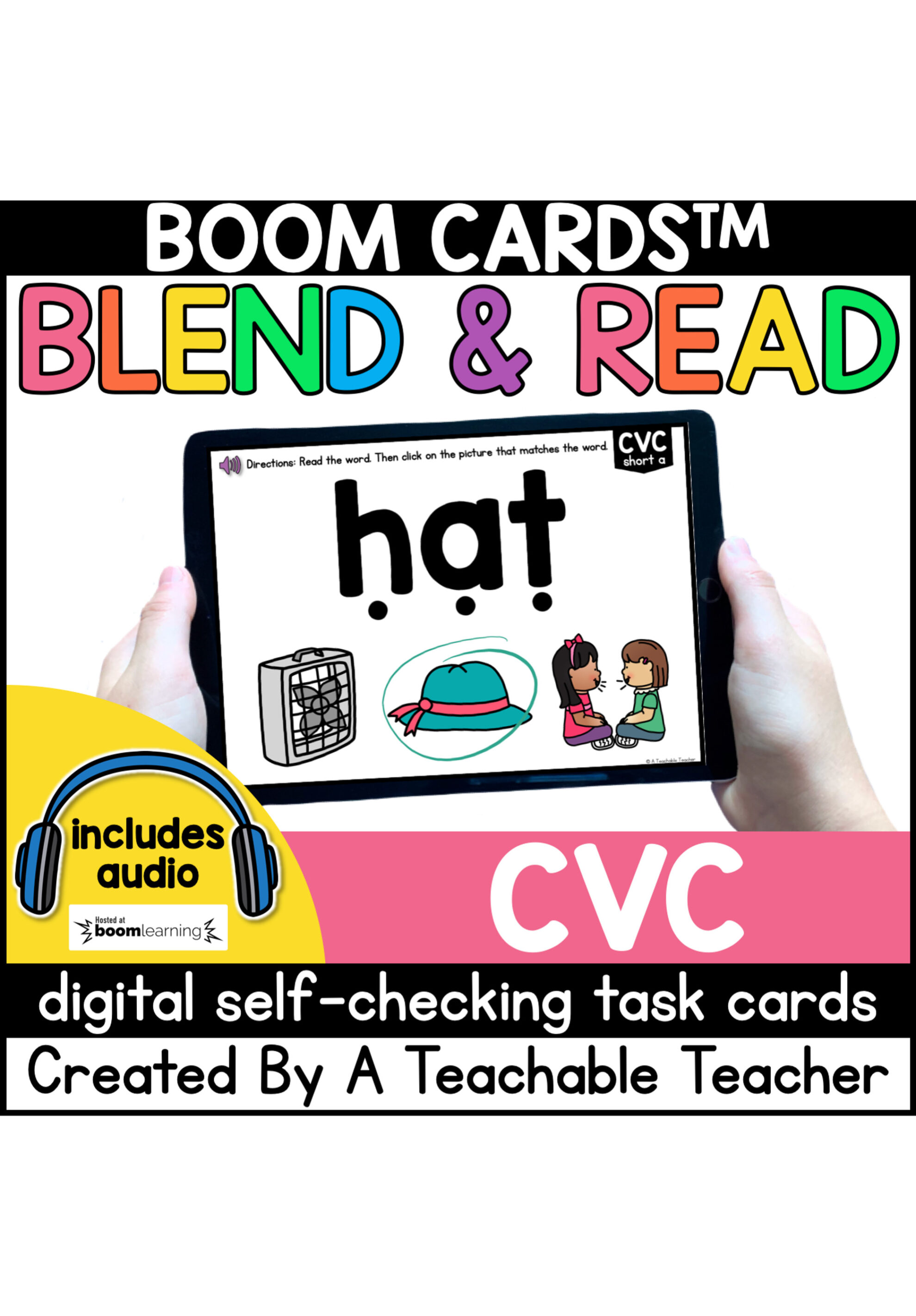 Cards for Learning Center 52 Cards-Letters Teaching CVC Word Blending Cards 