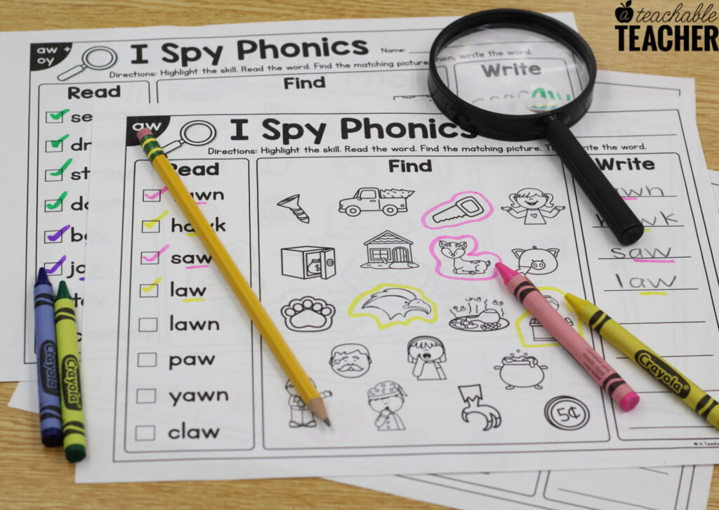 I Spy Phonics: Read & Write Diphthongs Words - A Teachable Teacher