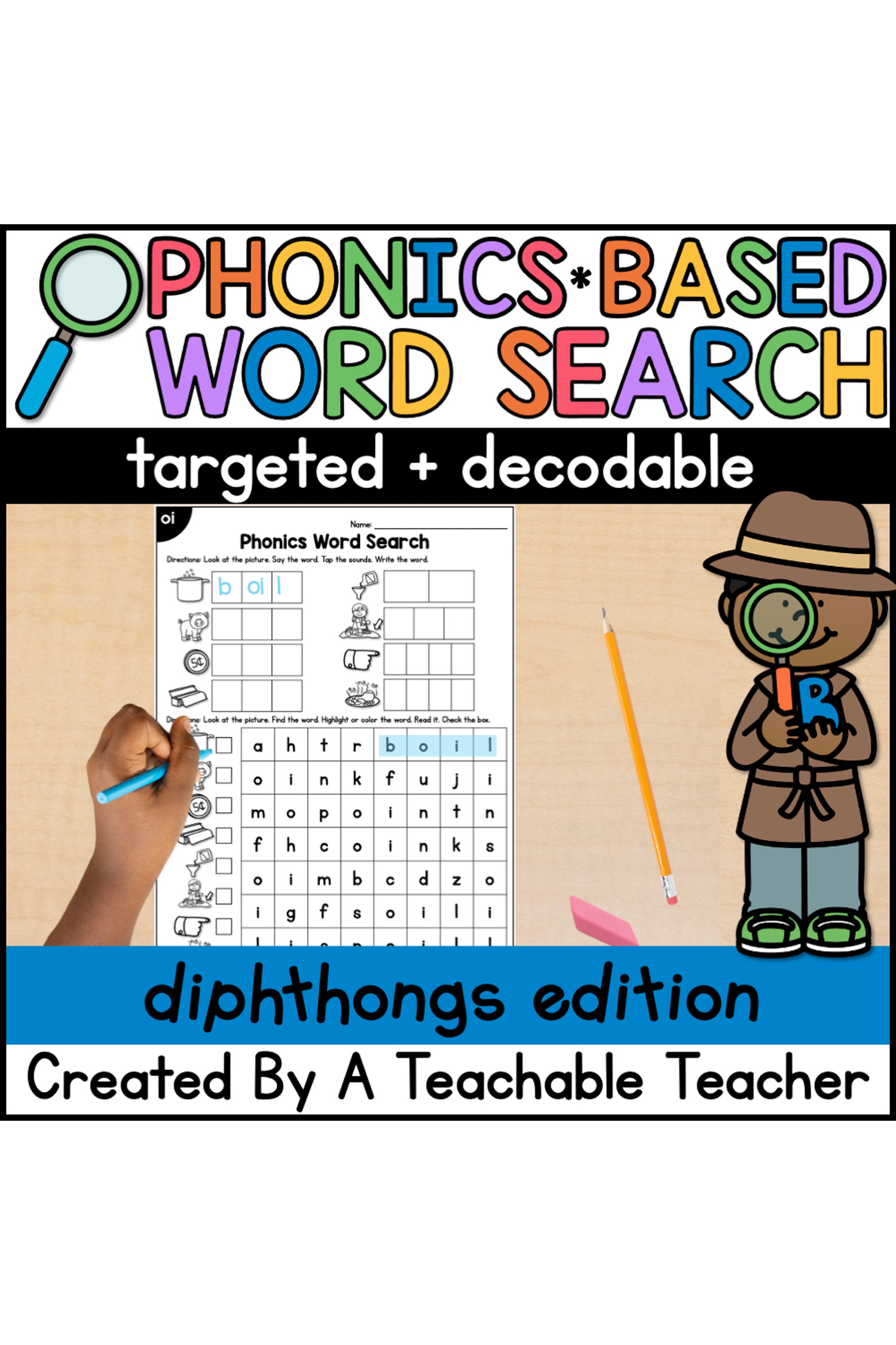 Diphthongs Worksheets Phonics Word Search Write Find Words With