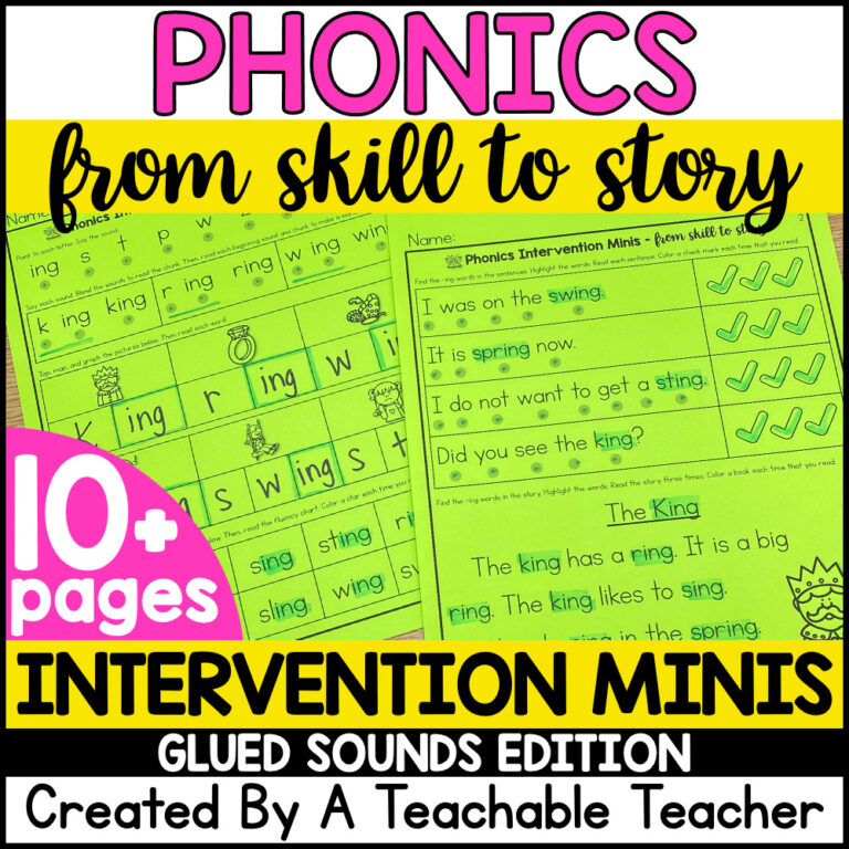 Glued Sounds - Worksheets for Reading Intervention - A Teachable Teacher