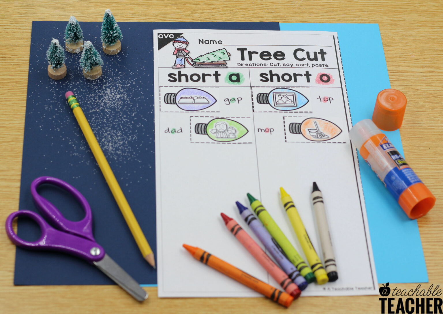 Christmas CVC Activities- NO PREP Phonics Worksheets - A Teachable Teacher
