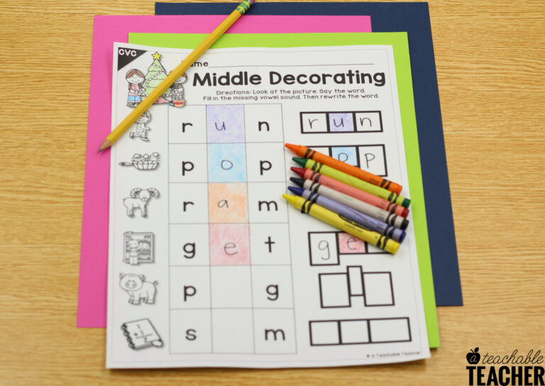 Christmas CVC Activities- NO PREP Phonics Worksheets - A Teachable Teacher